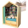 Dreuhuing An-xiety - Libreria per scuotere le ansie, ornamenti creativi anti-ansia, vetrina in miniatura, piccola libreria in legno con libri, per gli amanti dei libri
