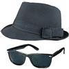 I LOVE FANCY DRESS LTD Blues Kit Fancy Dress Accessory Costume Set Qualità 58 cm o 60 cm Fedora Cappello Nero + Occhiali con Lenti Nero American Music Band
