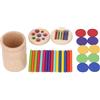 ZASCHMOY Giocattolo Didattico in Legno per Selezionare i Colori, 16 Bastoncini Colorati e 10 Pezzi Rotondi, Gioco di Abbinamento Sensoriale per Lo Sviluppo, per Bambini Piccoli, con Borsa in Tela