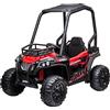 HOMCOM Macchina Elettrica per Bambini 12V, Velocità 3-6km/h, Quad Elettrico Mini con Doppio Motori, USB, Lettore MP3 e Telecomando, 118x76x104cm, Rosso e Nero
