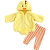 Dubute Costume di Halloween per bambini e bambine, costume da pulcino anatra, pagliaccetto con cappuccio, tutina e legging 0-3T (giallo, 2-3T)