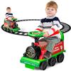 GYMAX Treno Elettrico per Bambini, Trenino Giocattolo con Set di Rotaie da 16 Pezzi, Luce, Musica e Spazio di Archiviazione, per Bambini da 3 Anni, Carico Massimo 25 kg (Verde)