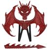Dasongff Costume da drago per bambini ragazzi e ragazze, set maschera con ali e coda di drago, set cosplay dinosauro per Halloween bambino, rosso, Taglia unica