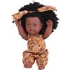 Generic Bambola realistica nera e nera, 35,5 cm, morbida articolazione mobile, ragazza africana americana realistica con capelli ricci e vestiti indossabili in vinile