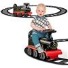 COSTWAY Trenino Elettrico per Bambini, Treno Giocattolo con 16 Pezzi di Binari, con Luci e Suoni, Scatola di Stoccaggio, Regalo per Bambini Anni 3+ (Nero)