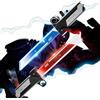 GUUZETU Spada laser retrattile plug-in, sciabole illuminate a LED 2 in 1 con sensore di movimento, spada illuminata a doppia lama, spada con impugnatura girevole reversibile per punta delle dita (1set)