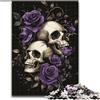 ZKYUBEK Puzzle da 1000 pezzi con teschio e rosa viola, puzzle da 1000 pezzi per adulti, rompicapo stimolante per adolescenti e famiglie, 26x38cm