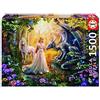 Educa - Puzzle da 1500 pezzi per adulti | Dragon, Princess And Unicor. Misura una volta assemblato: 85 x 60 cm. Include colla FIX puzzle. Da 14 anni (17696)