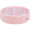 KiddyMoon Piscina di Palline 120X30cm/300 Palline Colorate Grande Tondo per Bambini, Fabbricato in EU, Rosa:Rosa Chiaro/Perla/Trasparente