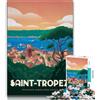 LLONGKT Puzzle Saint Tropez da 1000 pezzi per adulti e ragazzi, sfida difficile antistress, migliora l'amore tra coppie, 38x26cm