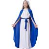 DAGLLGEW Costumi biblici per Bambini, Il Costume di Gesù Include Gonna con Mantello, Foulard Bianco e Cintura, Costume Religioso Natalizio per Natale Cosplay Costumi biblici per Donne Gesù Adulto