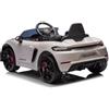 Indalchess Auto elettrica 12 V per bambini, Porsche Spyder RS, Bianco, RC, per bambini da 1 a 5 anni, sedile in ecopelle, ruote in gomma