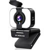 MELCAM Webcam 2K per PC, webcam con microfono, luce, copertura privacy, messa a fuoco automatica Plug and Play, fotocamera USB per computer portatile, desktop, PC, Mac, Zoom, Skype, riunioni