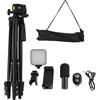 Mtlavishness Video registrazione attrezzatura con treppiede Mic Led Fill luce 360° | Smartphone Vlogging Kit,573g,1000mm,39.4in,Compatibile 6500K,Flexible treppiede design,360 Degree Rotation
