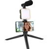 Generic Treppiede per selfie con luce LED, supporto stabile per treppiede per telefono, lampada portatile per selfie, supporto regolabile per telefono, supporto multifunzionale AT per streaming live,