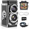 Elprico Camera Digitale Vintage, Mini Fotocamera Vintage in Stile TLR da 12 MP 1080p con Focus Automatico e Filtri retrò per la Fotografia di Vlogging (16GB)