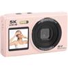Sxhlseller Fotocamera Digitale 5k per Fotografia, Fotocamera WiFi Vlog WiFi a Doppio Schermo da 80 MP con Zoom 18x, Focus Automatico AF, Scheda di Memoria da 32 GB per la Registrazione (PINK)