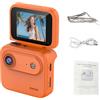 PUSOKEI Flip Screen Action Camera con Schermo da 2,0 Pollici, Mini Fotocamera Sportiva Multifunzionale con Grandangolo di 143°, Foro per Vite Universale da 1/4 di Pollice per Ciclismo, (ORANGE)
