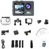 RASTKY Action Camera M40TRW, Obiettivo Grandangolare 5K WiFi 360°, Doppio Schermo, 30M Sott'acqua con Microfono Wireless, per Corsa, Ciclismo, Immersioni