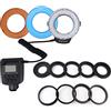 ANGGREK Anello Fotocamera Flash LED per Fotografia con 7 Modalità di Luminosità 4 Filtri e 9 Adattatori per Fotocamere DSLR