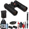 Leica Ultravid BR - Binocolo 10 x 25 (gomma nera) (40253) + zaino + monopiede full size + set di pulizia + 2 x porta cappuccio + tracolla