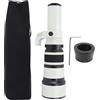 Haofy Obiettivo a Lunghezza Focale Fissa 500mm F6.3 500mm Lunghezza Focale Teleobiettivo HD Struttura Ottica per Fotografia a Lunga Distanza (WHITE)