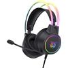 Eacam Cuffie da Gioco per PC Microfono con Cancellazione del Rumore Luci RGB Design Leggero per Giochi, Chat Online e Musica (Nera)