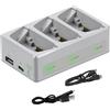 NUEAYMS Stazione ricarica rapida a triplo slot Hub ricarica per batterie dotati display LED e protezioni sicurezza Battery Fast