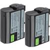 Fleixoaptv Batteria/caricabatterie For Fotocamera, Compatibile Con Nikon Z5 D850 Z6 Z7 D780 D750 D810 D7000 D7500 Z6 II(2 Batteries)