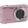 Elprico Camera Digitale 4K, Fotocamera Compatta Ultra Chiara da 58 MP con Zoom 16x, Autofocus per la Fotografia di Viaggio Vlog, Schermo HD, Facile da Usare per Principianti, Batteria (PINK)
