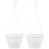 greemotion Vaso fiori sospeso in plastica Lea, fioriera sospesa rotonda con gancio, vaso da appendere, diametro ca. 25 cm, altezza ca. 16,7 cm, bianco (Confezione da 2)