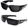 Locs 2 paia di occhiali da sole Gangster - 1 9052 nero e 1 9058 nero, Nero, Dim 9052: 5.5w x 1.75h Dim 9058: 5.5w x 1.5h