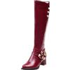 MJGkhiy Stivali Donna Con Tacco A Blocco Invernali Eleganti Boots Cowboy Comodi Pelle Stivaletto Al Ginocchio Caldo Stivaletti Texani Nero Marroni Stivale Equitazione