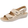Fly Flot Badia, Ciabatte Donna in Ecopelle, Aperte con Doppio Strappo Regolabile, Sottopiede Anti-Shock in Pelle, Avorio, 35, Sandali EU