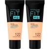 Maybelline New York Fondotinta Coprente Opacizzante Fit Me Matte&Poreless, Colore Uniforme, Pori Minimizzati, 122 Creamy Beige (Confezione da 2)