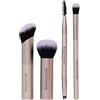 Revolution Beauty London Revolution On The Glow Travel Brush Set, Set 4 pennelli viso da viaggio, setole sintetiche per scolpire & sfumare, vegano