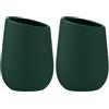 WENKO Bicchiere porta spazzolini Badi per spazzolini in ceramica di qualità e superficie opaca, bicchiere per spazzolino e dentifricio, ideale per bagno o WC di cortesia, Ø 8 x 11 cm, Verde scuro