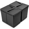 Emuca - Contenitori per la raccolta differenziata per cassetti da cucina, H 266 mm (2 x 15 L), Plastica nera