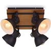 Briloner Leuchten - Plafoniera, Lampada da soffitto, faretto retrò, vintage, orientabile, 4 luci, stile vintage, attacco E27, max. 40 Watt, paralume regolabile, stile rustico, in legno bianco e nero