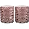 Wenko Bicchiere portaspazzolini Atessa Rosa Antico in Vetro con Strutturata a Piccoli Rombi per Strumenti per l'igiene Dentale per Stanza da Bagno e WC Ospiti, 7,5 x 10 cm (Confezione da 2)