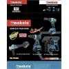 Generico Tmakota Set Utensili 4-in-1, Trapano a Batteria al Litio, Smerigliatrice Angolare, Avvitatore ad Impulsi, Martello Rotativo, TM-TS406