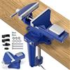 Shangyoyi Morsa da banco a doppio scopo - Morsa da tavolo da 8,1 cm con base girevole a 360° per banco da lavoro, blu