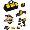 DeWALT Kit D12K404 (DCS512 + DCS312 + DCD703 + DCE088 + 1 batteria 3,0 Ah + 1 batteria 5,0 Ah + caricabatterie + Borsa)