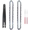 Zorlun Set di motoseghe in acciaio mini da 8 pollici, catene semi-scalpello 1/4, 47 maglie trasmissione, calibro .043, parti for il taglio del legno for seghe elettriche(Set 6)