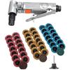 BINGNU Mini 1/4 Air Angle Die Grinder 90 Gradi Pneumatico Rettifica Lucidatrice Mulino Macchina for Incidere Intaglio Tool Kit Con Dischi Abrasivi per lucidatura(With 45pcs set)