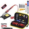 AUBEST Stazione di Saldatura, Kit saldatore da 80 W, LCD a temperatura regolabile, con punte di saldatura multimetro Strumenti di saldatura for pompa dissaldante(White)