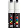Uni-Ball Posca 182601 - Marcatore punta larga a cuneo, PC-8K, bianco, 1 pezzo (Confezione da 2)