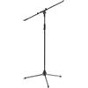 GEWA Supporto per microfono MS-30FB - Nero - Base in ghisa - Smorzamento del rumore da calpestio - Piedi ripiegabili - Altezza 90-160 cm