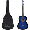 vidaXL Chitarra Classica per Principianti con Custodia Blu 4/4 39
