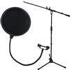 KEEPDRUM MS106, treppiede per supporto del microfono, protezione frangiventro EMH019, in nylon a 2 strati, da 16,5 cm